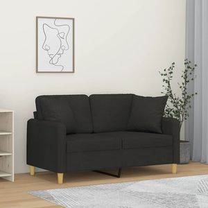 Canapé 2 places en tissu noir 100% polyester pour salon - Product Image 1