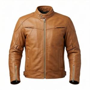 Chaqueta de Cuero Casual para Hombre, Talla Grande, Piel de Oveja, Estilo Slim, para Invierno, Motocicleta, Servicio OEM, Cálida, a la Moda, Tallas Grandes, Nueva - Product Image 1