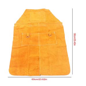 Customizable Heat Resistant Split Leather Welding <b>Work</b> <b>Apron</b> Cowhide Leather Welders Safety <b>Aprons</b> With Sides Pockets - Product Image 2