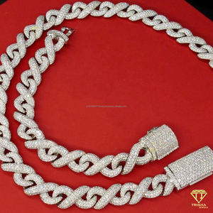 Fine Hip Hop Jewelry Necklace 925 Sterling Silver in Moissanite Diamond for Certified <b>Infinity</b> Link Chain - Product Image 2