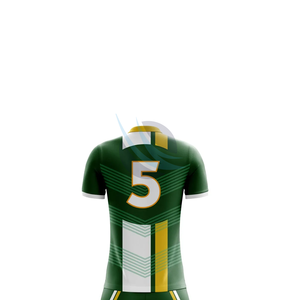 Maillot de football personnalisé sublimé vert jaune blanc à imprimé géométrique, anti-humidité, 100 % polyester, unisexe, manches courtes - Product Image 4