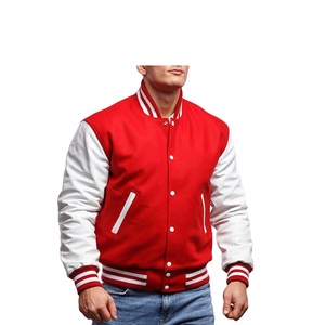 Logo personnalisé veste universitaire de baseball pour hommes 100% polyester tissu peigné séchage rapide respirant col mandarin fermeture éclair - Product Image 3