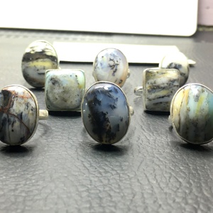 Haute qualité bague en argent naturel Dendrite opale Agate jaspe pierre précieuse classique fiançailles fête de mariage cadeau bijoux anniversaires - Product Image 1