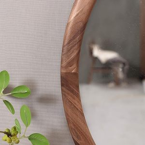 Modern Round Handmade Solid Wood Frame Wall Mirror Decorative for Bedroom <b>Bathroom</b> <b>Vanity</b> Modern Contemporary Design - Product Image 5