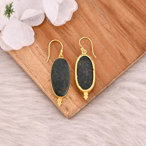 Boucles d'oreilles pendantes en laiton avec pierre de sang pour fabricant de bijoux de mode sur mesure - Product Image 4
