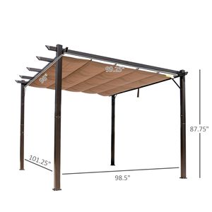 Pérgola de Aluminio 10x10 para Patio, Toldo Retráctil para Exteriores, Refugio de Sombra para Jardín, Terraza, Fiestas y Barbacoas - Product Image 5