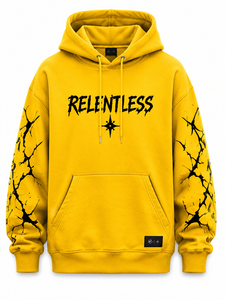 Sudadera con Capucha Relentless Yellow Crack Print para Hombre, Estilo Urbano, Corte Oversize, Manga Regular, Diseño con Bolsillos, FRENCH TERRY - Product Image 2