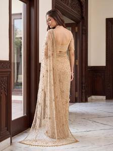 Indian Ethnic Fancy Designer Wedding Saree with Heavy Net Material Embroidery Sequins Work Trendy Women Fit - Product Image 4