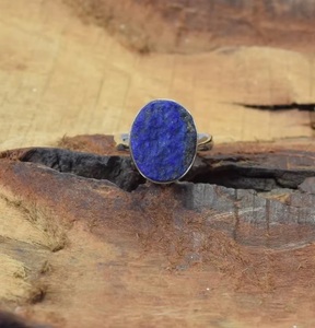 Wholesale 925 Sterling Silver Rough Blue <b>Lapis</b> <b>Lazuli</b> <b>Ring</b> Natural Oval Gemstone Handmade Statement <b>Ring</b> September Birthstone - Product Image 6