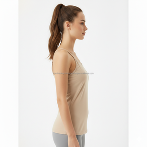 Private Label 100% Cotton Jersey <b>Spaghetti</b> <b>Strap</b> <b>Tank</b> <b>Top</b> Women Front Custom Brand Logo Plain Blank OEM Wholesale - Product Image 3