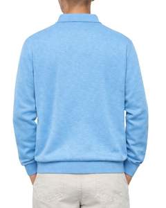 Sweat-shirt polo à manches longues pour homme, bleu ciel, décontracté, en mélange de coton, col pull, automne-hiver, vente en gros personnalisée - Product Image 2