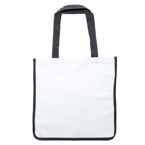 Custom Logo <b>Canvas</b> <b>Tote</b> Bag Medium Size White with Navy Trim Carry Handles Reusable for Daily Use - Product Image 5