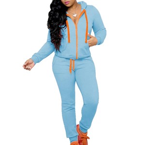 Ensemble de survêtement blanc pour femme, couleur unie, manches longues, fermeture éclair, pantalon décontracté, taille plus, automne, 100% coton - Product Image 4
