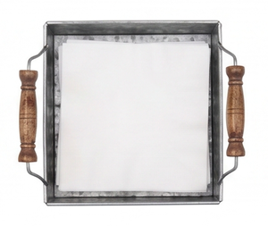 Galvanized Stainless Steel Classic Napkin Box Stylish Wood Handle For Premium Quality Tabletop Napkin Holder Storage - Product Image 2