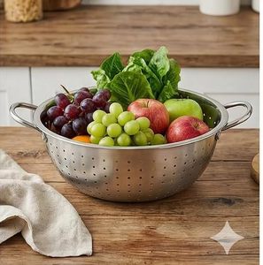 Panier passoire multifonction en acier inoxydable avec trous de drainage, passoire de cuisine robuste pour fruits, légumes, riz, pâtes - Product Image 1