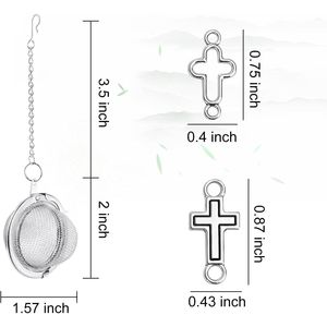 2 Pezzi Infusore per Tè in Acciaio Inox a Rete, 2,1 Pollici, con Pendente a Croce di Gesù, Regalo Cristiano, Filtro e Diffusore per Tè - Product Image 2