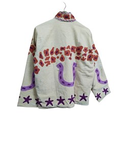 เสื้อแจ็คเก็ตผ้าฝ้ายสไตล์โบฮีเมียนงานฝีมือประณีต ปักลายหัวใจสีลาเวนเดอร์ แขนยาว เสื้อคลุมผู้หญิงสำหรับฤดูใบไม้ผลิ - Product Image 4
