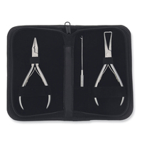 Juego de Herramientas de Alta Calidad para Extensiones de Cabello, Acero Inoxidable de Grado Quirúrgico, Alicates para Extensiones de Uso Profesional con Estuche de Cuero
