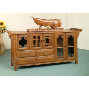 Mueble de Entrada Japonés Tradicional, Sostenible, Duradero y Delicado, de Madera de Teca con Cabeza Curva, de 6.3 Pies, para Sala de Estar o Entrada - Product Image 1