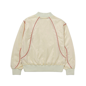 Chaqueta Bomber de Satén para Hombre con Ribete Rojo, Corte Regular, Estilo Casual, Cuello Alto, Exterior de Poliéster, Ropa de Invierno - Product Image 2