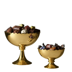 Tazón de chocolate creativo de acero inoxidable pulido plateado con base de pedestal, plato para servir para fiestas y catering a precio de fábrica - Product Image 4