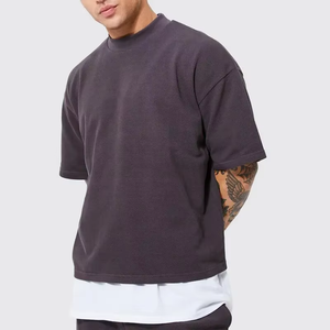เสื้อยืดโอเวอร์ไซส์ผู้ชาย สีพื้น แขนสั้น คอกลม ผ้าเจอร์ซีย์คอตตอนเนื้อหนา สไตล์สตรีทแวร์ 300 กรัม - Product Image 4