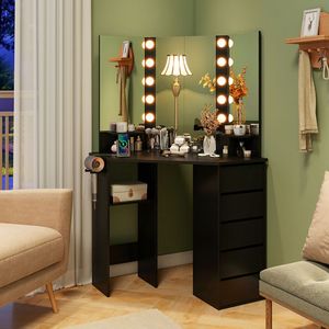 3-colore LED illuminato specchio e presa di corrente angolo Vanity Desk per trucco vanità - Product Image 3