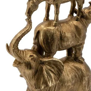 Golden Deer Figurine Handmade Metal Sculpture Contemporary Animal <b>Decor</b> for Tabletop Living Room Christmas ZE-3405B - Product Image 5