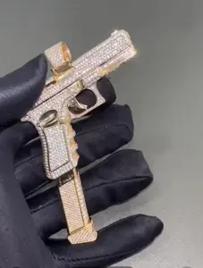 Pendentif personnalisé en argent plaqué or jaune 14 carats avec moissanite véritable taille ronde - Product Image 5