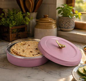 Stainless Steel Chapati Box 24cm Round With <b>Lid</b> Polished Finish Durable Stainless Steel Casserole <b>Pot</b> - Product Image 6