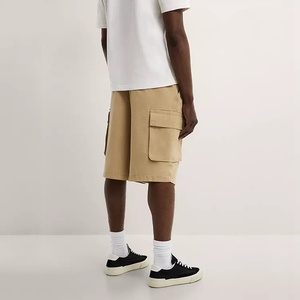 Men's Solid Color <b>Canvas</b> Cargo Shorts With Drawstring Waist And Side Pockets Casual Bermuda Style - Product Image 2
