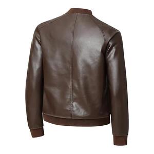 Premium Quality Men's Casual Leather <b>Jackets</b> Solid Stand Collar Zipper Design Leather <b>Jacket</b> Autumn Fashion Moto <b>Biker</b> <b>Jacket</b> - Product Image 4