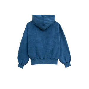 เสื้อฮู้ดดี้สไตล์สตรีททันสมัยสำหรับผู้ชาย แบบปรับแต่งได้ ล้างสีแบบแอซิดวอช เนื้อผ้ามีเท็กซ์เจอร์ สวมใส่สบาย ตะเข็บทนทาน ดีไซน์มีสไตล์ - Product Image 1