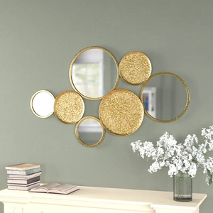 Luxury Modern Indian Craft <b>Metal</b> Handicraft Wall Decorative Mirror <b>Frame</b> for Home and Hotel Bathroom Decor - Product Image 2