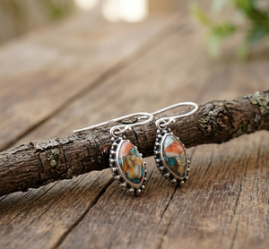 Natural Oyster Turquoise Marquise <b>Dangle</b> <b>Earrings</b> 925 Sterling Silver Rose <b>Gold</b> Yellow <b>Gold</b> Plated Handmade Jewelry for Women - Product Image 1