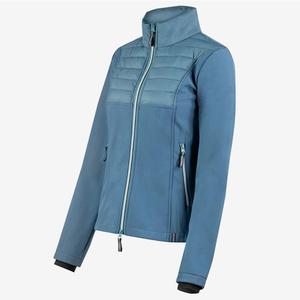Women Blue Hybrid <b>Jacket</b> Padded Chest Design Outdoor Softshell Coat Slim Fit Sportswear Full Zip Stand Collar <b>Jacket</b> for <b>Ladies</b> - Product Image 2