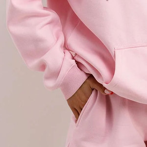 Hoodie Sets Women's Spring Drop Shoulder Oversized Hoodie & Low Inseam Cross Pockets Cotton Fleece Long <b>String</b> Tracksuits OEM - Product Image 5