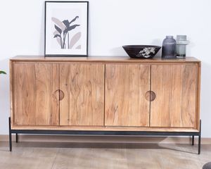 Vandana Autumn Element 4-door <b>sideboard</b> in acacia and metal, 160 cm, Novelli style, zen and minimalist - Product Image 4