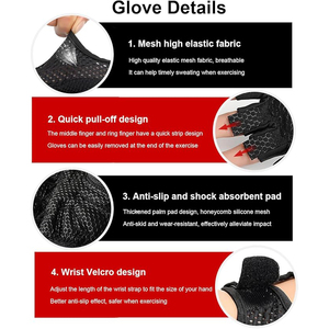 Gym Fitness Gloves Genuine Leather Palm Breathable Mesh Back Non <b>Slip</b> Grip Weightlifting Training - Product Image 3