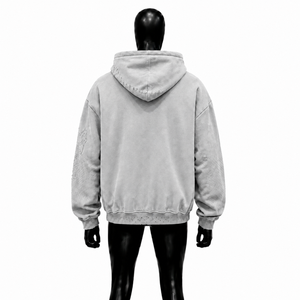 Sudadera con Capucha Plateada Extra Grande Personalizada con Gráfico de Árbol del Bosque Negro, Estilo Vintage Desgastado, Sudadera Urbana para Hombre en Oferta - Product Image 2