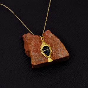 Collar con colgante de pez Koi Mohave de zafiro azul, estilo bohemio, con cadena, amuleto de zafiro, piedra de nacimiento de septiembre, joyería con diseño de animal R - Product Image 2
