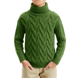 Pull à col roulé pour garçons en coton 100% crocheté, style vintage, écologique, à manches longues, coloré, pour l'hiver - Product Image 1