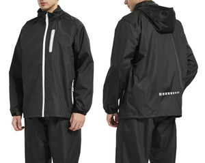 Chándal Unisex Negro con Capucha, Manga Larga, Impermeable, Estilo Deportivo, con Bolsillos Laterales, Corte Regular, para Adultos, Ropa de Primavera - Product Image 5