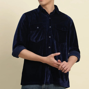 เสื้อเชิ้ตกำมะหยี่ผู้ชาย แขนยาว ปกพับได้ สไตล์คลาสสิก เนื้อผ้านุ่ม สวมใส่สบาย ดูดีมีระดับ แฟชั่นลำลอง เสื้อผ้าผู้ชาย เสื้อเชิ้ตกำมะหยี่ - Product Image 1