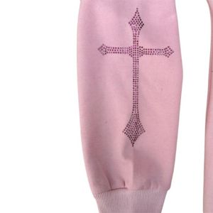 Pink <b>Gothic</b> Pullover <b>Hoodie</b> Women's Zippered Sweatshirt Cross Print Graphic Design Breathable Eco-Friendly 3D Printed Autumn - Product Image 4