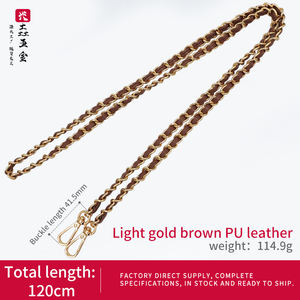 Correa de hombro <span class=keywords><strong>DIY</strong></span> para bolso de mujer, accesorios de cadena metálica para bolso cruzado con correa de cadena de hierro y cuero PU, en stock. - Product Image 5