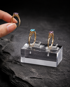 Customizable Acrylic Ring Jewelry Display Stand with Laser Engraving for Retail Shops - Product Image 6