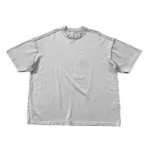 Wholesale 100% Cotton 220g Heavy Summer Solid Knitted Eco-Friendly Sun Faded Vintage Streetwear Short Sleeve <b>Oversize</b> Tshirt for - Product Image 3