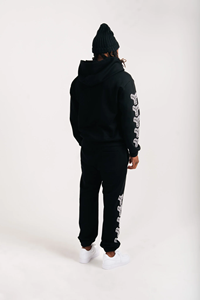 Black Terry Sweatpants Women Loose Fit Elastic Waist Full Length Letter Print Casual Joggers Autumn Streetwear Harem Pants - Product Image 2