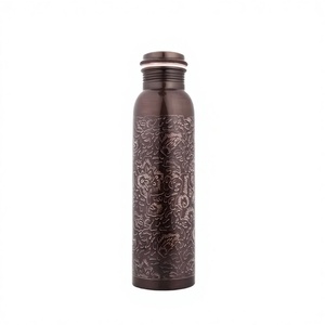 Handmade Copper Water Bottle Modern Art Deep Eitching Design 900ml Leak-Proof Portable Customized Designs Washable Drinkware - Product Image 1